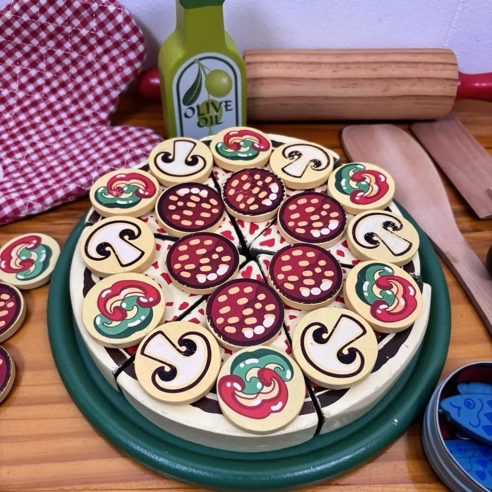 Melissa and Doug Pizza Party Set Wooden Toddler‎ Play Kitchen Restaurant Toy